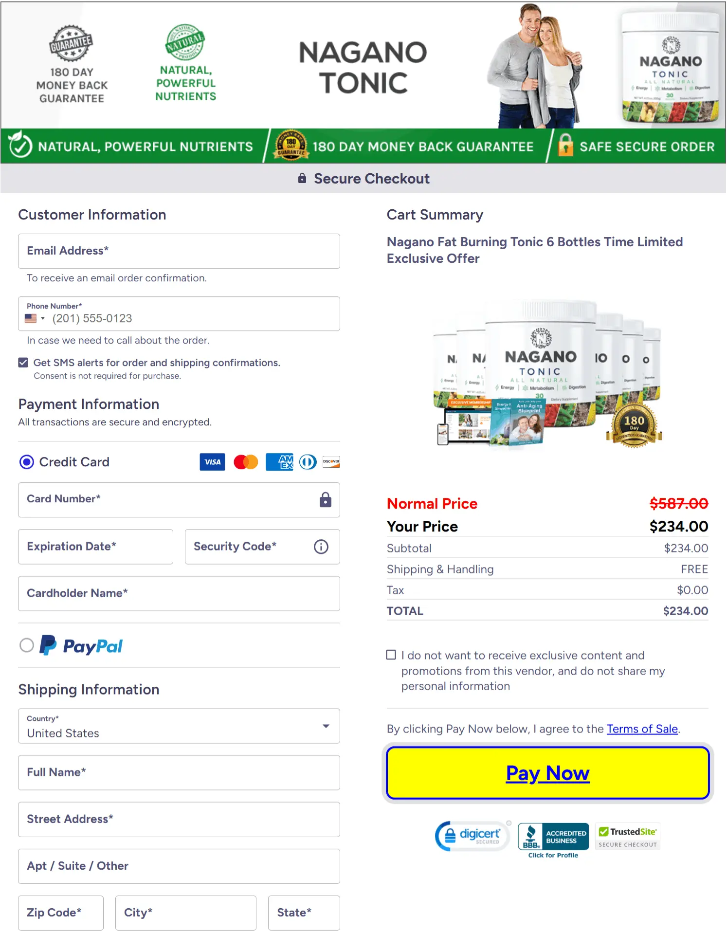 Nagano Lean Body Tonic Order Form